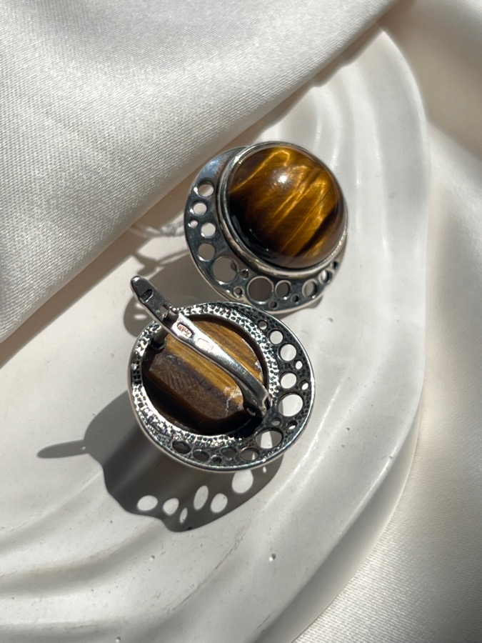 купить Серьги из серебра с тигровым глазом , фото 4