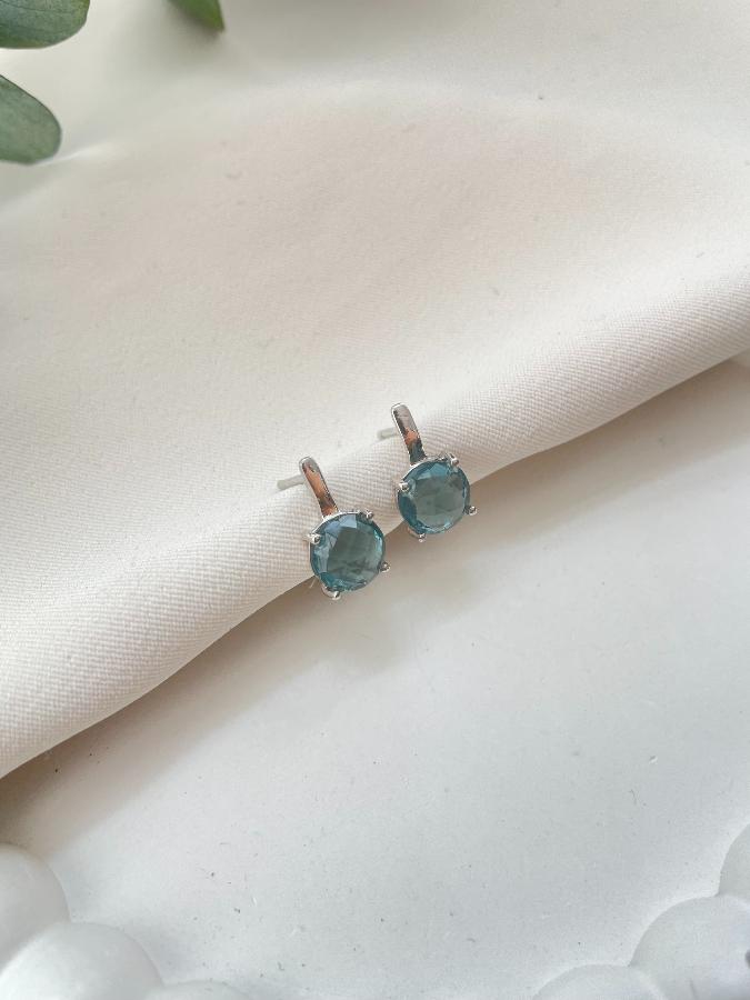 купить Серьги из серебра с Лондон топазом и кварцем , фото 1
