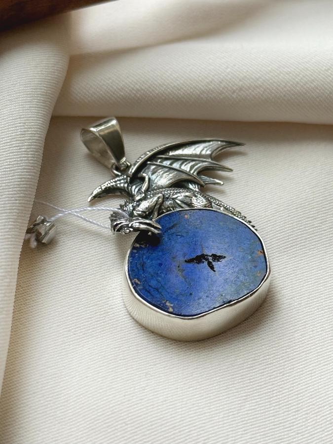 купить Кулон из серебра с азуритом в форме дракона , фото 2