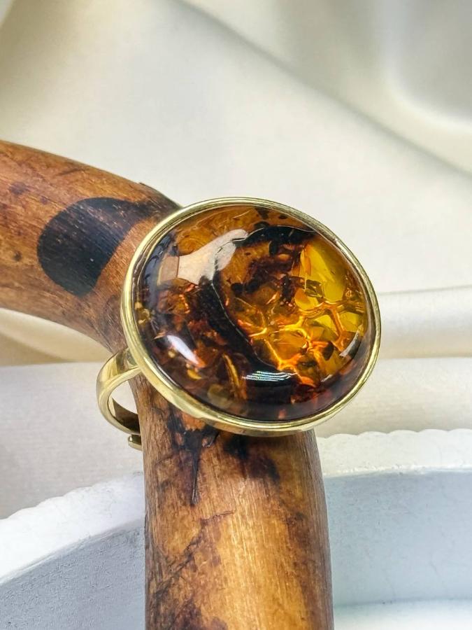 купить Кольцо из серебра с красным янтарем  , фото 3