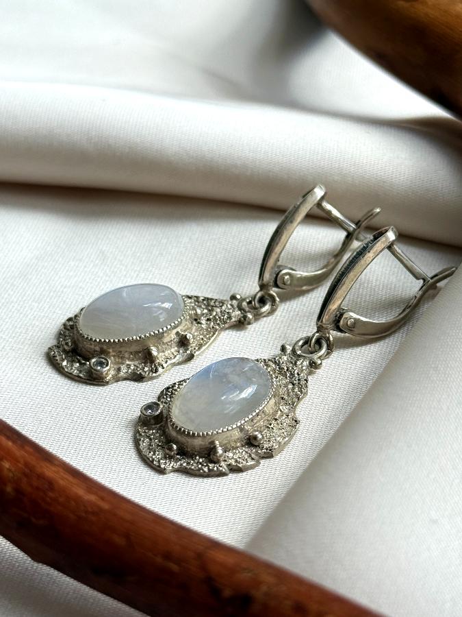 купить Серьги из серебра с адуляром (лунный камень) , фото 3