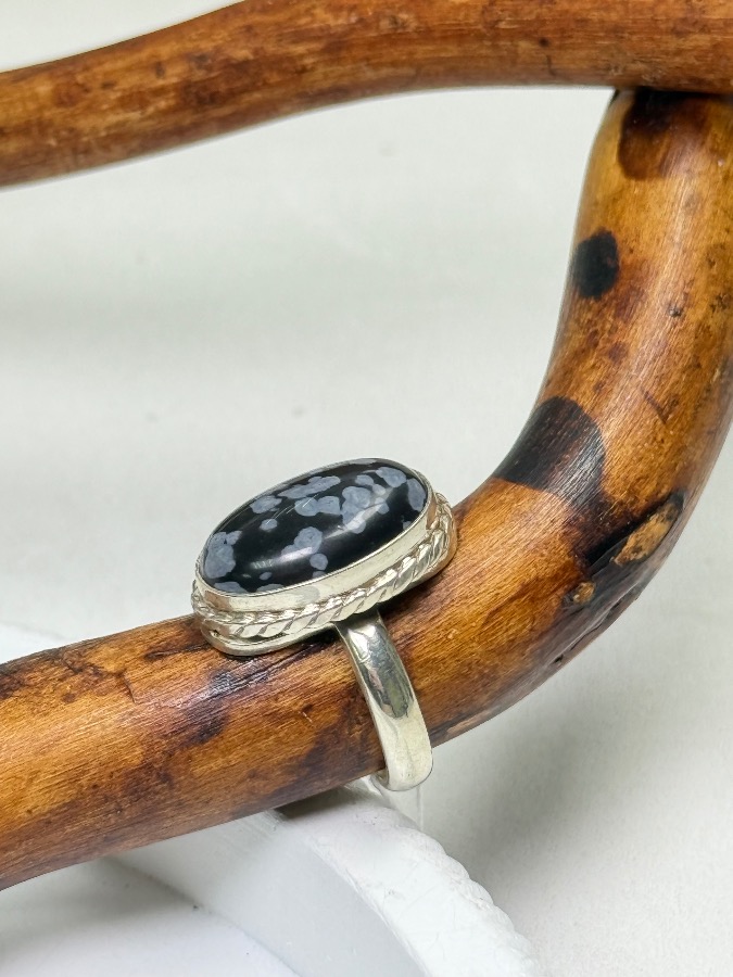 купить Кольцо из серебра с снежным обсидианом  , фото 3