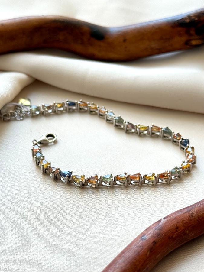 купить Браслет из серебра с разноцветными сапфирами , фото 2