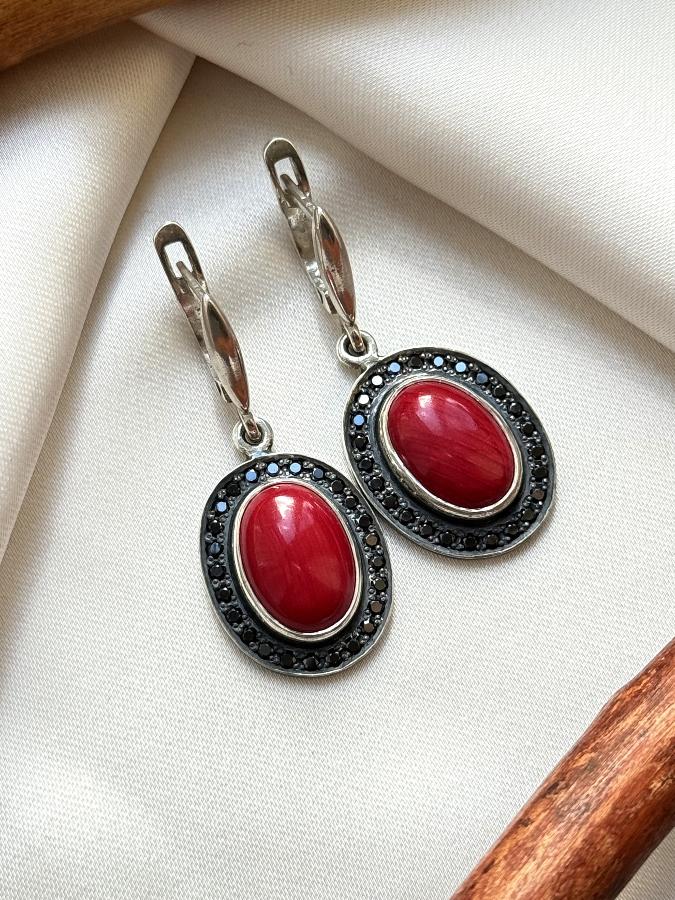 купить Серьги из серебра с кораллом  , фото 1