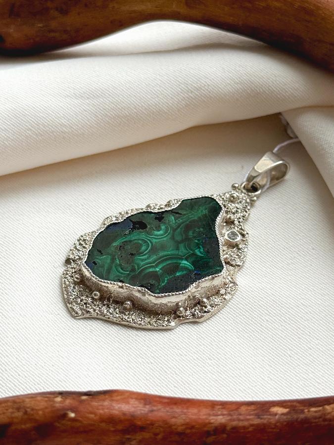 купить Кулон из серебра с малахитом  , фото 2