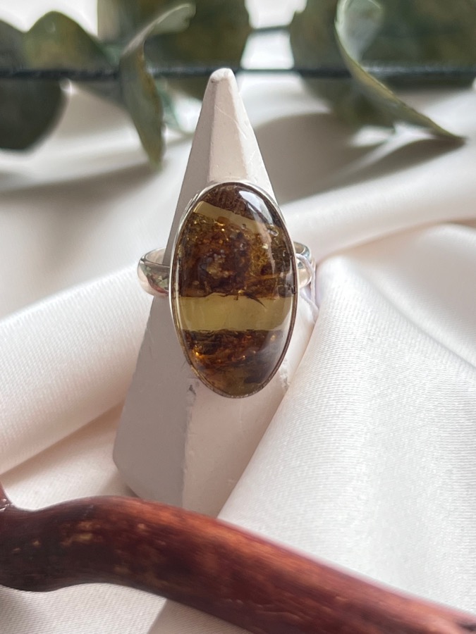 купить Кольцо из серебра с янтарём, 16,25 размер , фото 3