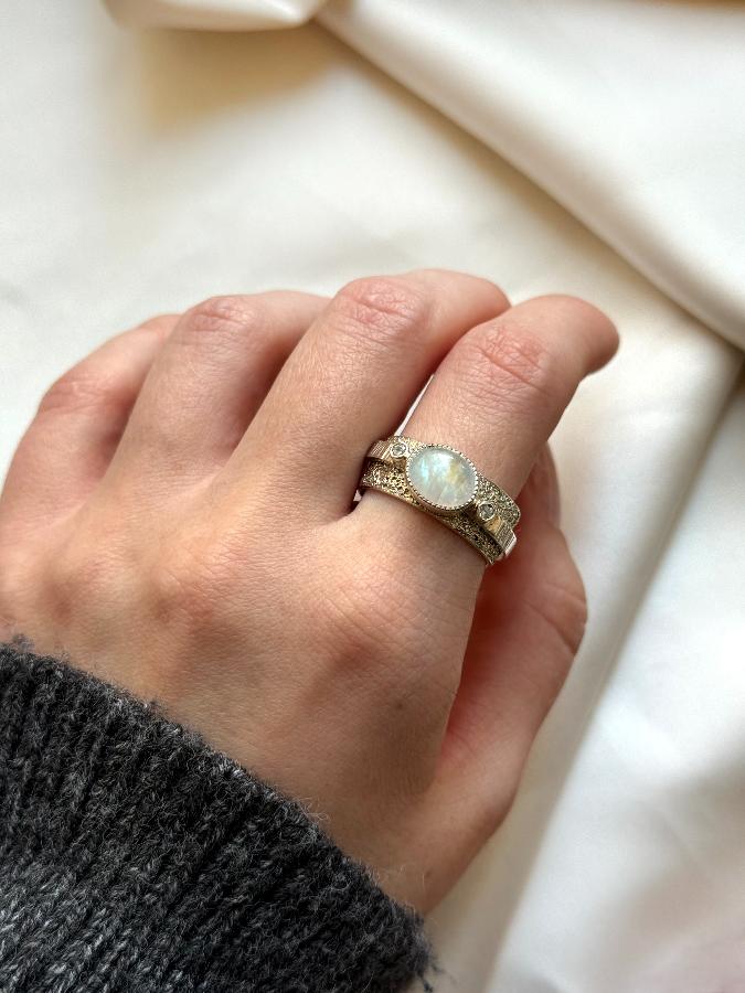 купить Кольцо из серебра с лунным камнем,18,5 размер   , фото 5