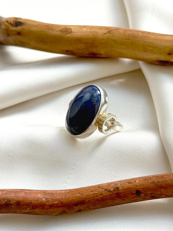 купить Кольцо из серебра с лазуритом,18 размер   , фото 3