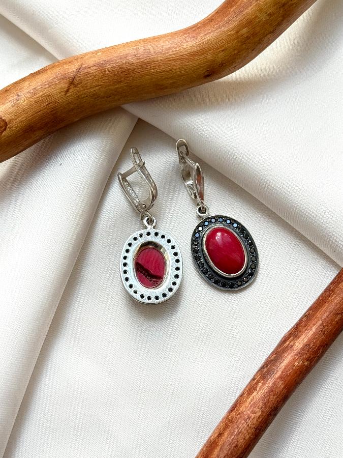 купить Серьги из серебра с кораллом  , фото 4
