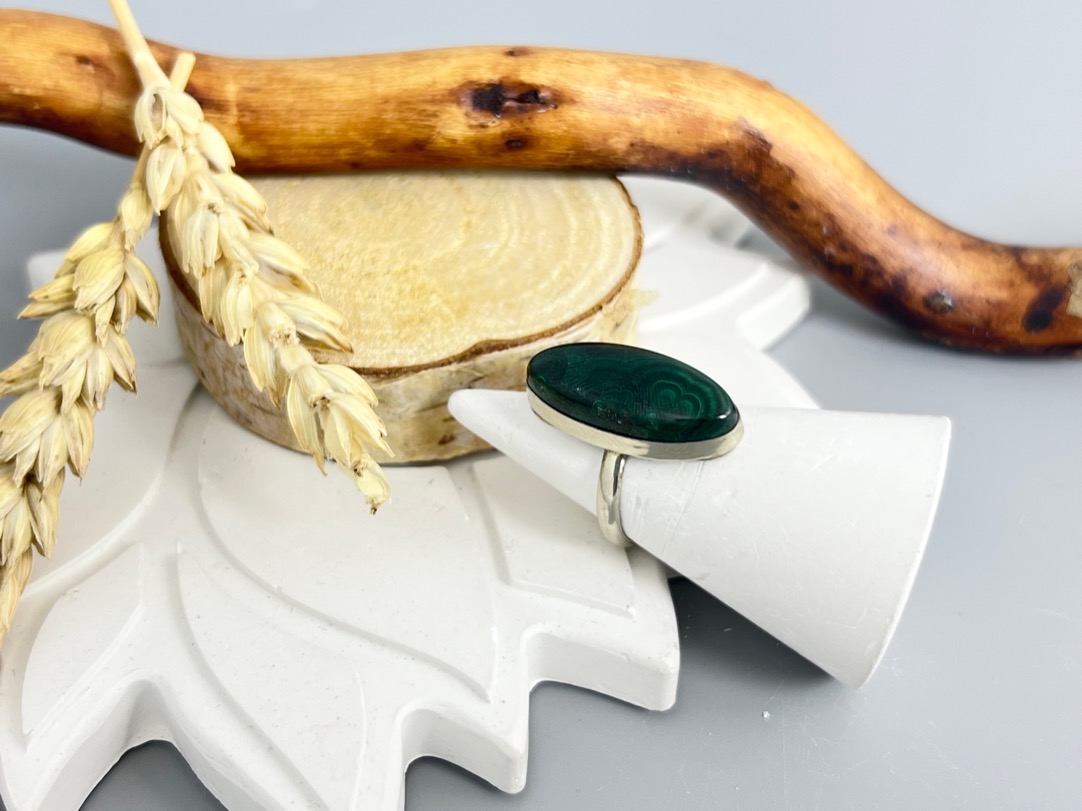 купить Кольцо с малахитом, 16,25 размер , фото 2