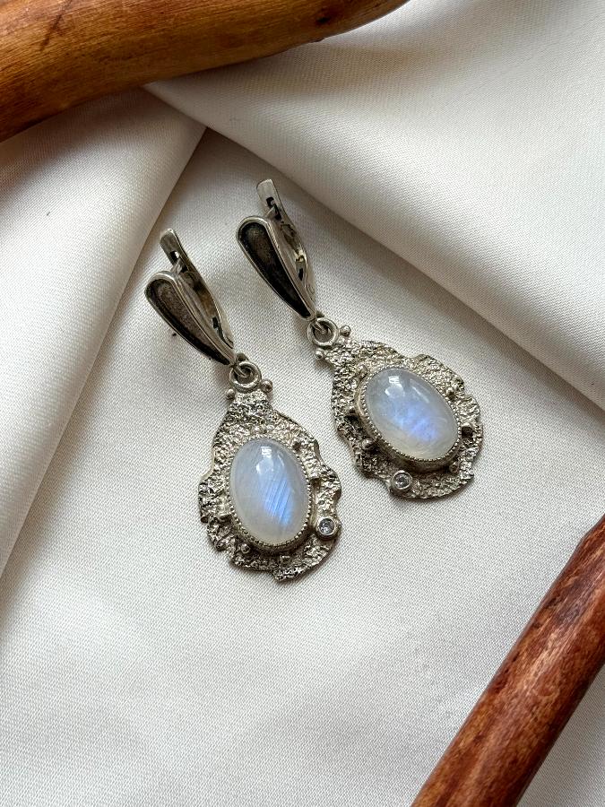 купить Серьги из серебра с адуляром (лунный камень) , фото 1