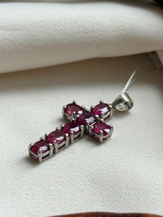 купить Кулон из серебра с рубином (красный корунд) , фото 2