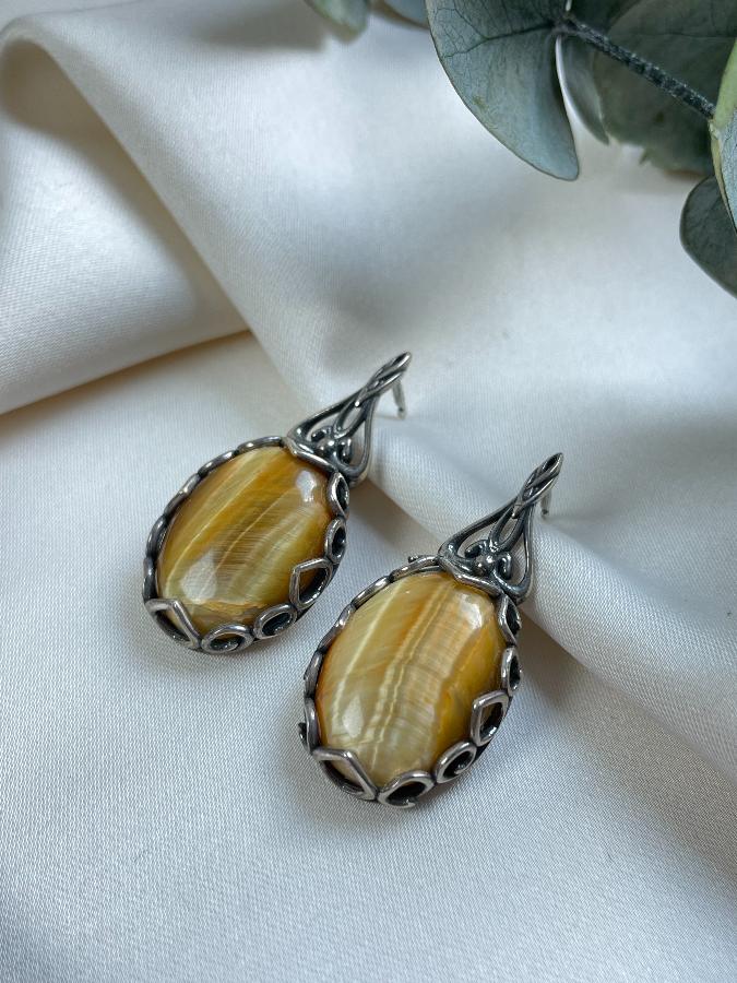 купить Серьги из серебра с тигровым глазом  , фото 1