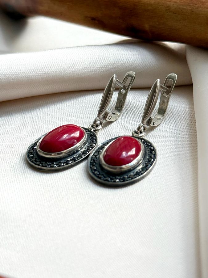 купить Серьги из серебра с кораллом  , фото 3