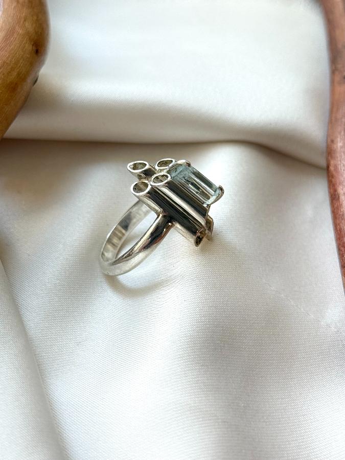 купить Кольцо из серебра с аквамарином,16 размер  , фото 2