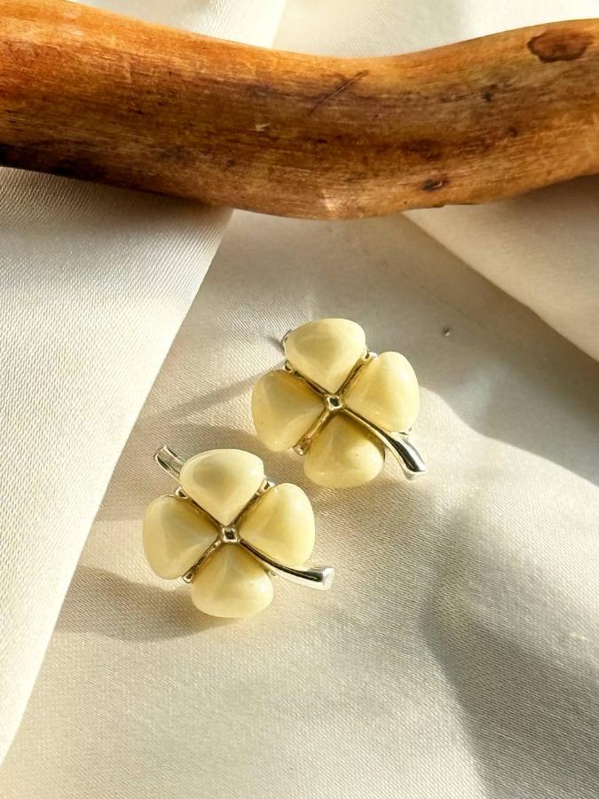 купить Серьги из серебра с белым янтарем , фото 2