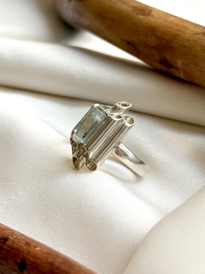 купить Кольцо из серебра с аквамарином,16 размер  , фото 3