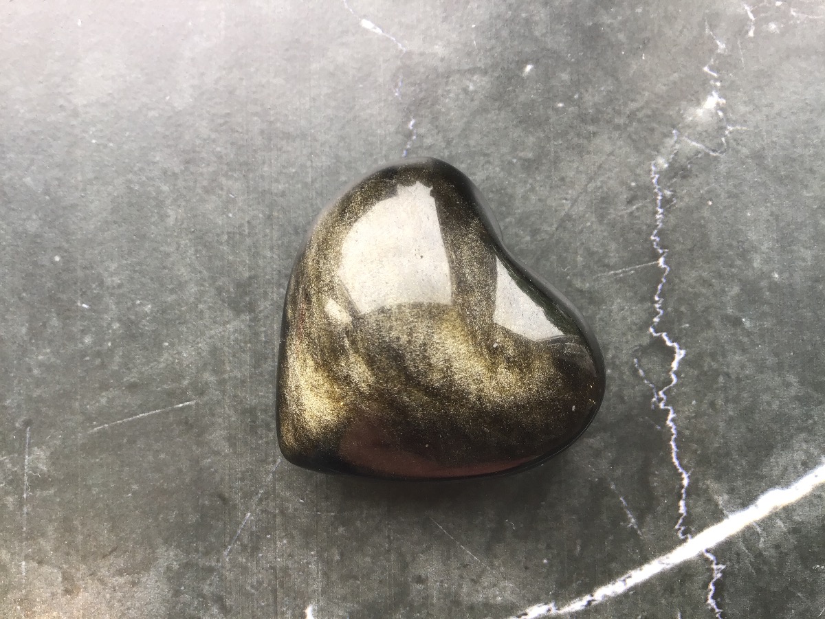 Сердце из серебристого обсидиана SR-0024, фото 3