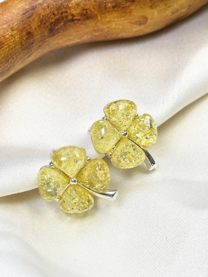 купить Серьги из серебра с желтым янтарем , фото 3
