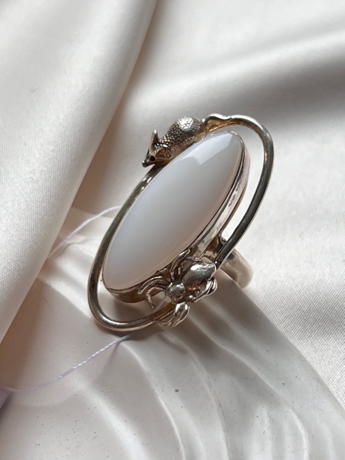 купить Кольцо из серебра с кахолонгом, 18,5 размер , фото 4