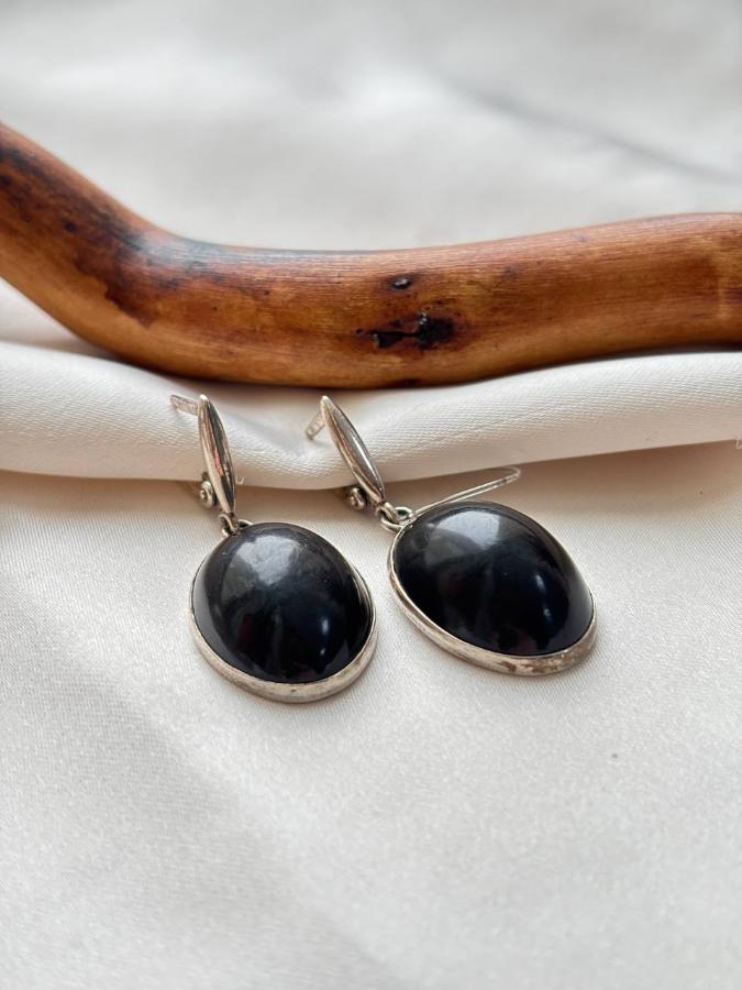 купить Серьги из серебра с гагатом  , фото 3