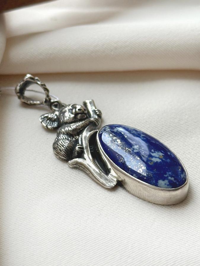 купить Кулон из серебра с лазуритом в форме коалы , фото 3