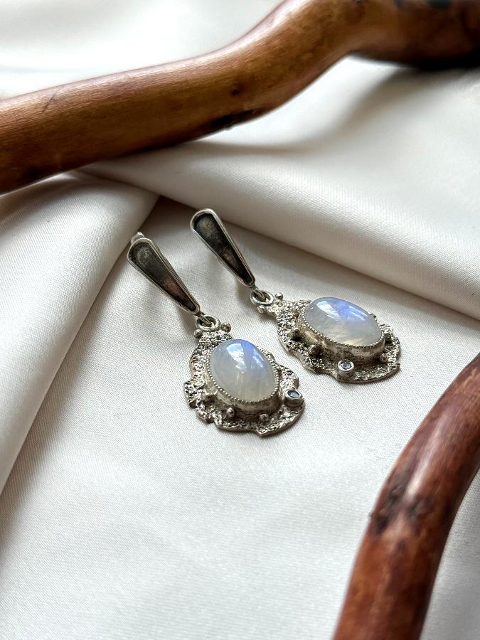 купить Серьги из серебра с адуляром (лунный камень) , фото 2