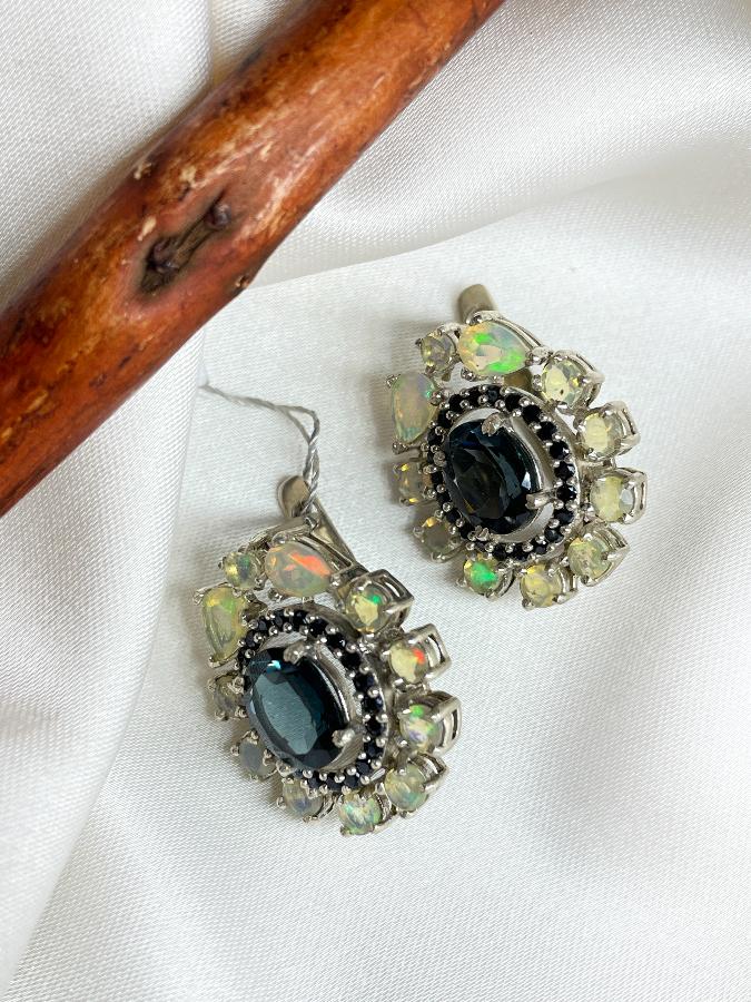 купить Серьги из серебра с опалом и топазом , фото 5