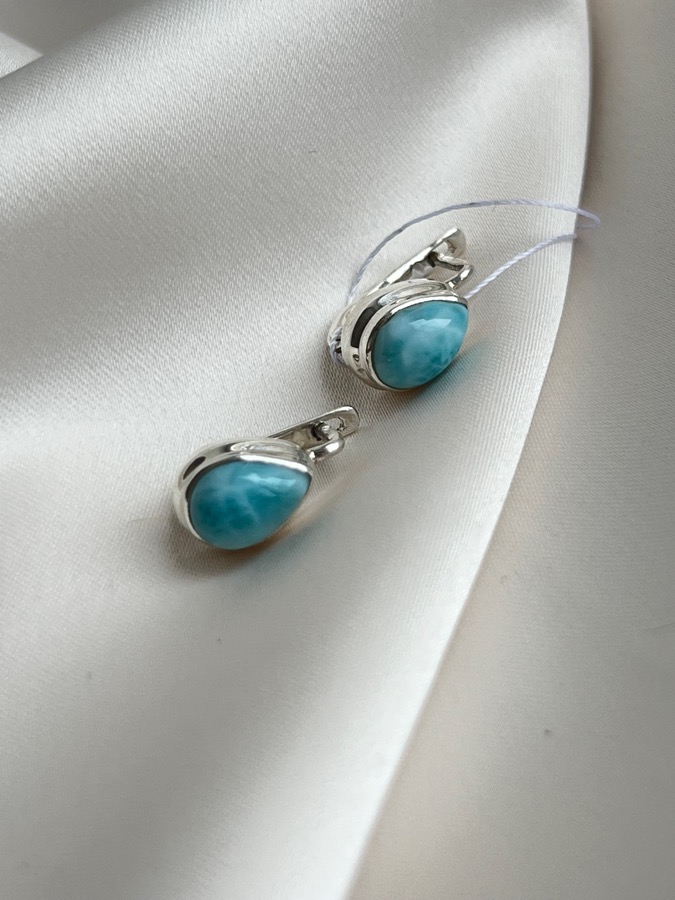 купить Серьги из серебра с ларимаром , фото 1