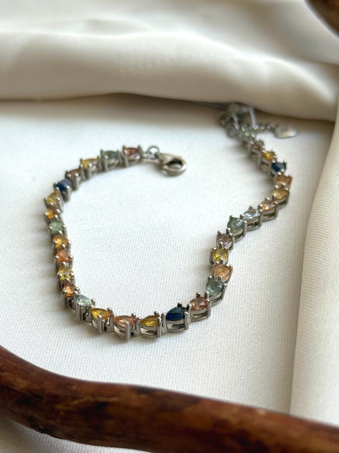 купить Браслет из серебра с разноцветными сапфирами , фото 3