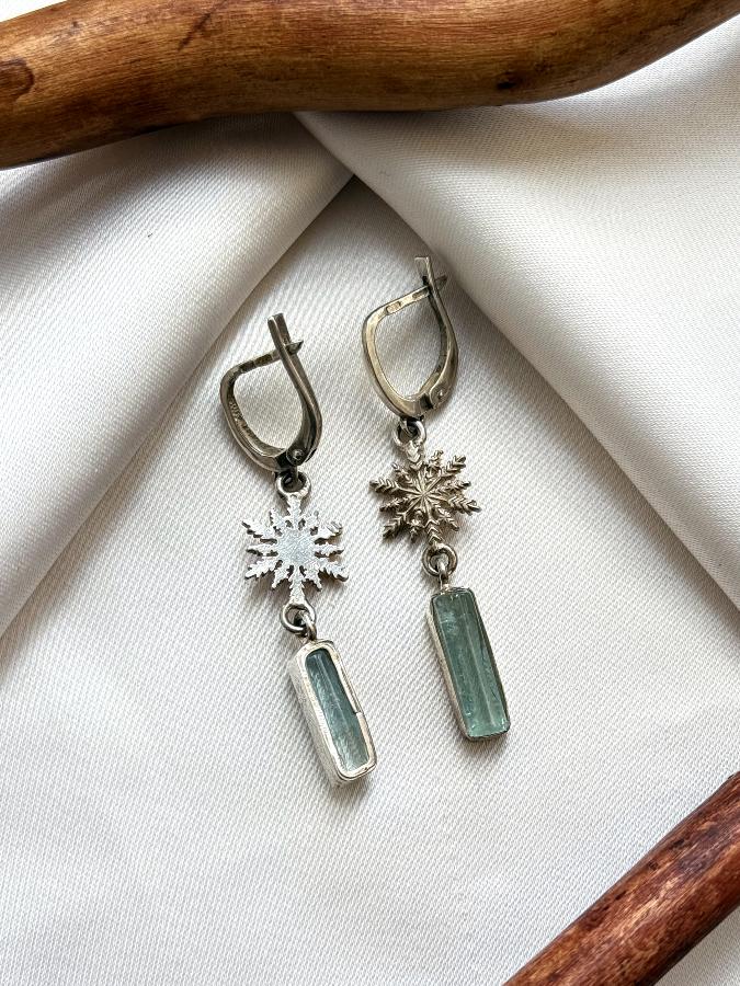 купить Серьги из серебра с аквамарином  , фото 4