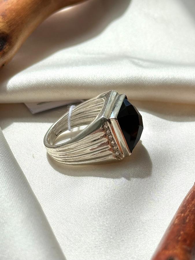 купить Кольцо-печатка из серебра с агатом,18 размер , фото 2