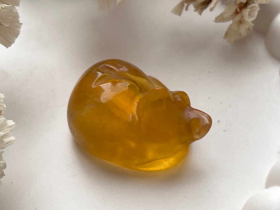 Кошка из жёлтого флюорита FG-0639, фото 4