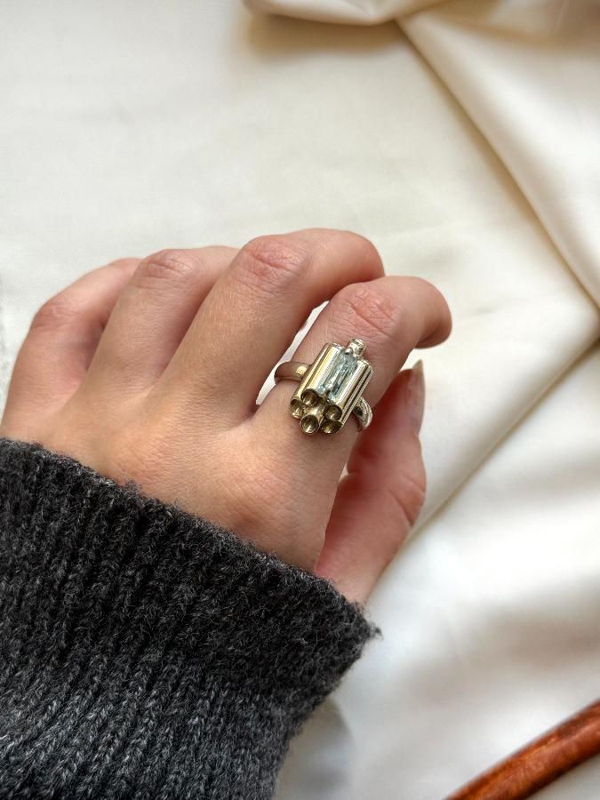 купить Кольцо из серебра с аквамарином,16 размер  , фото 5