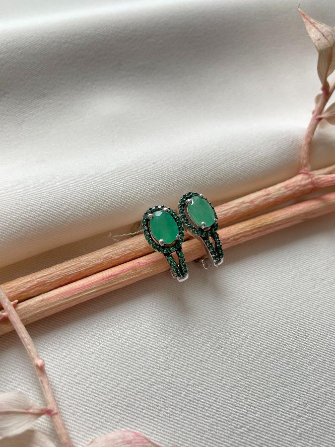 купить Серьги из серебра с изумрудом (зелёный берилл)   , фото 3