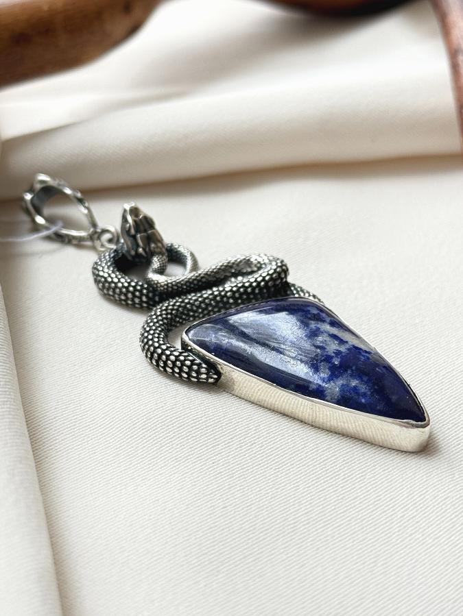 купить Кулон из серебра с лазуритом в форме змеи , фото 2