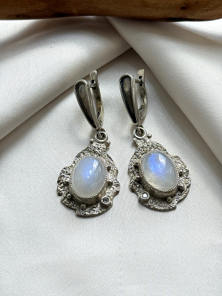 купить Серьги из серебра с адуляром (лунный камень) , фото 4